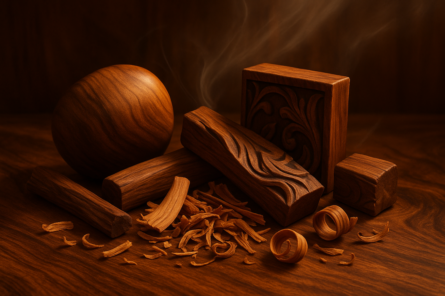 Give image - As it unfolds, warm sandalwood and rich woody heart notes ground the scent, adding depth and sophistication