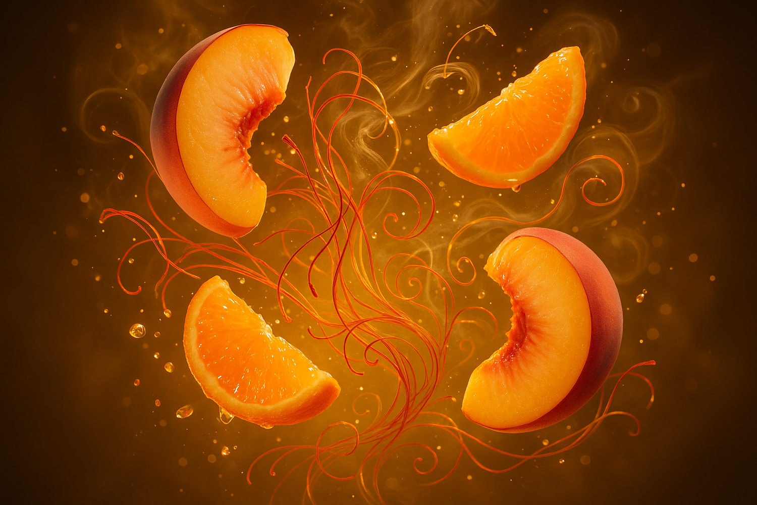 Give image - POWER opens with the luscious and vibrant dance of Peach, Orange, and Saffron. This invigorating combination sets the stage for a sensory journey that unfolds with each passing moment.